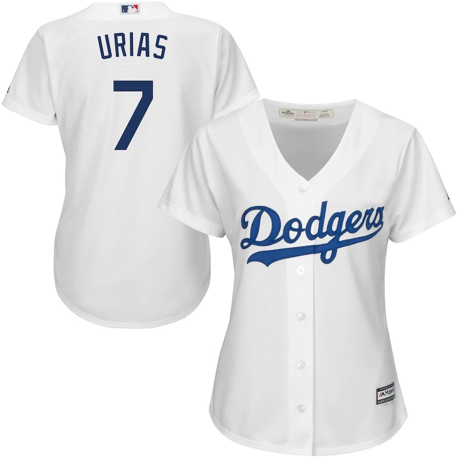 Women Los Angeles Dodgers #7 Julio Urias Men Nike White Road Team MLB Jersey